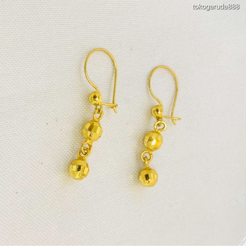 anting anak dan dewasa emas asli kadar 700 70% 16k 22 gold tanpa permata gantung panjang merica itali