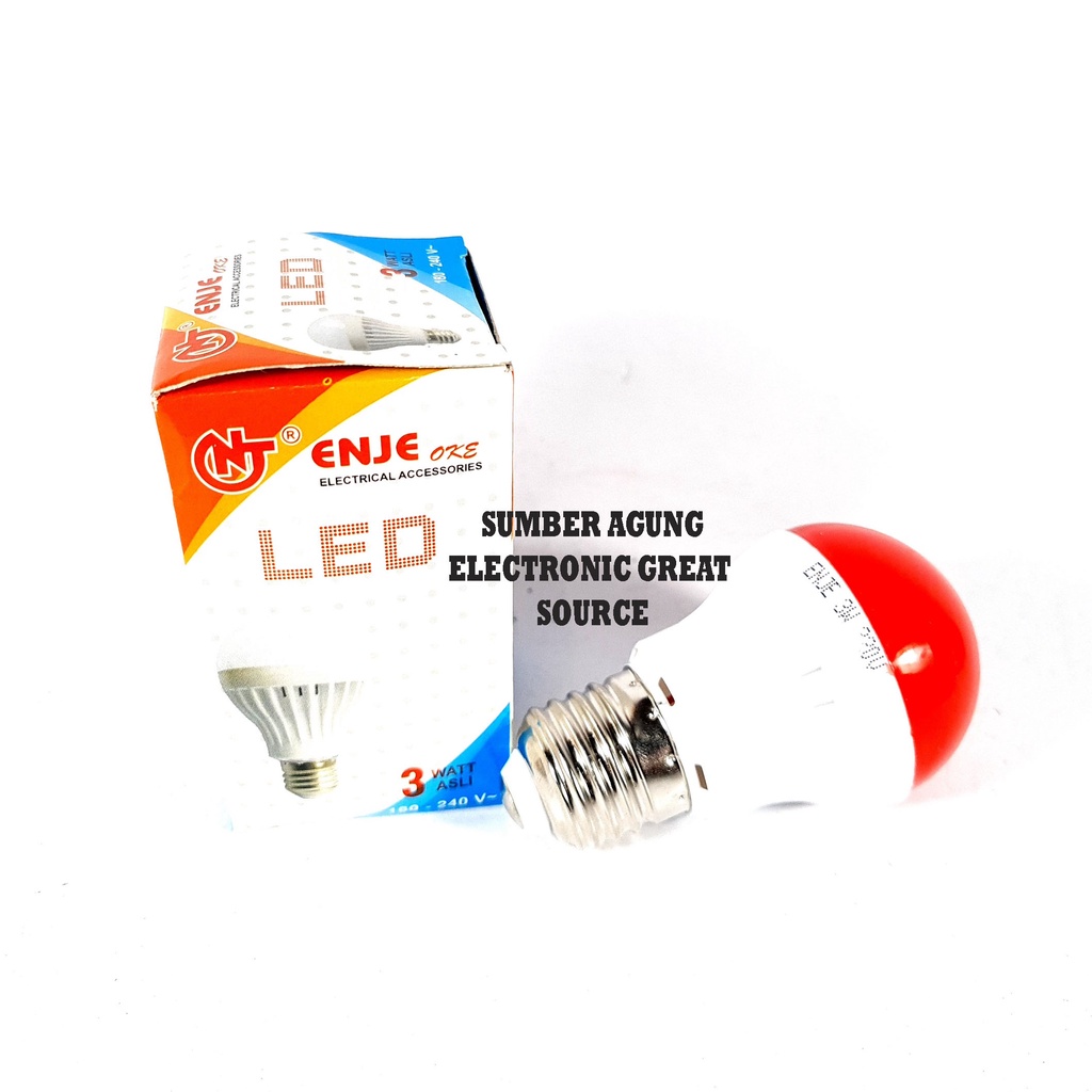 Lampu LED Warna Merah 3W Enje Oke 3 Watt Red Light E27