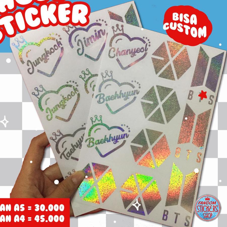 

SALE✅Hologram sticker A5 & A4 /sticker cutting custom set logo/gambar/ label produk / label Lipgloss|KD3