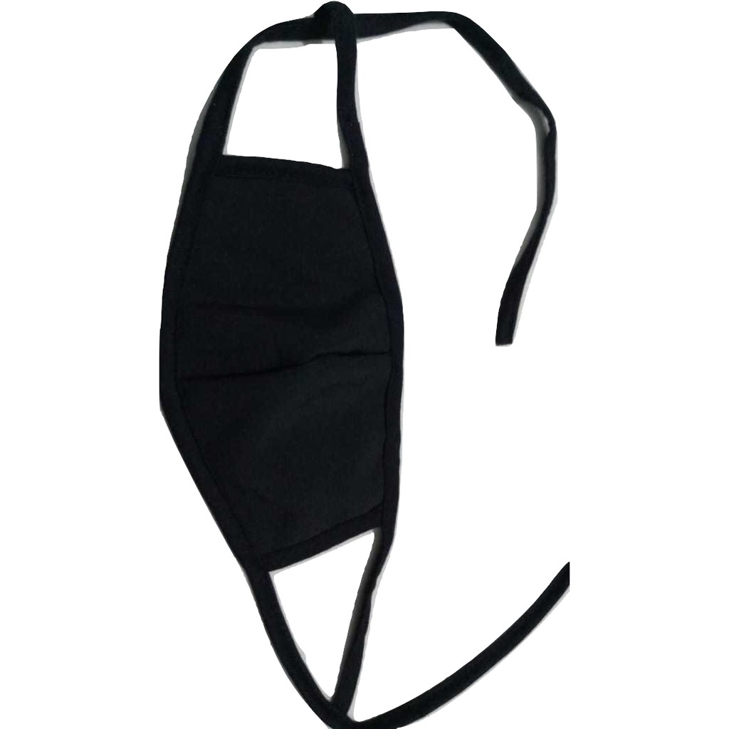 Masker Polos Hitam / Masker Tebal 2 Lapis Kain  Warna Hitam Dongker dan Motif Kotak Bisa Untuk Hijab