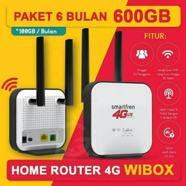 Home Router Wibox Smartfren 4G Paket 600GB 6 bulan Baru Murah Garansi Resmi