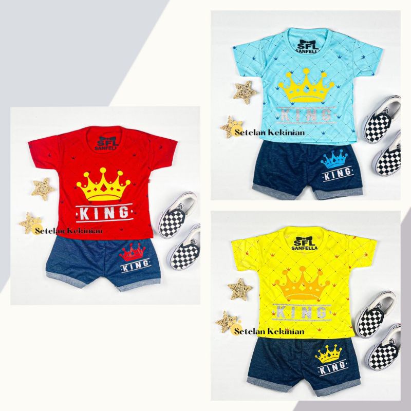 Baju Bayi Setelan Oblong Anak Laki Laki 3 - 18 bulan SNI / setelan baju bayi harian anak cowok KING BEAR BERUANG