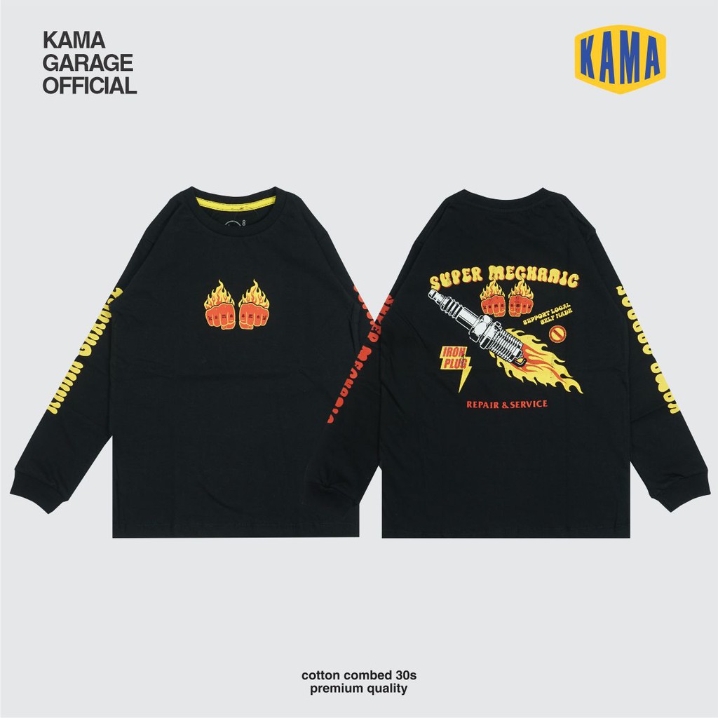 KAMA GARAGE super mechanic baju kaos anak motor lengan panjang