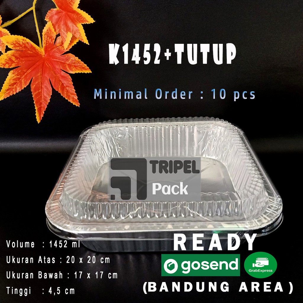 Aluminium Foil Tray K-1452 Food Grade Aman Tahan Panas wadah dimsum, Macaroni Schotel, Klapertart