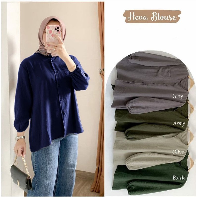 Aisa Blouse Crinckle premium - Heva blouse Oversize crinckle - Blouse Wanita