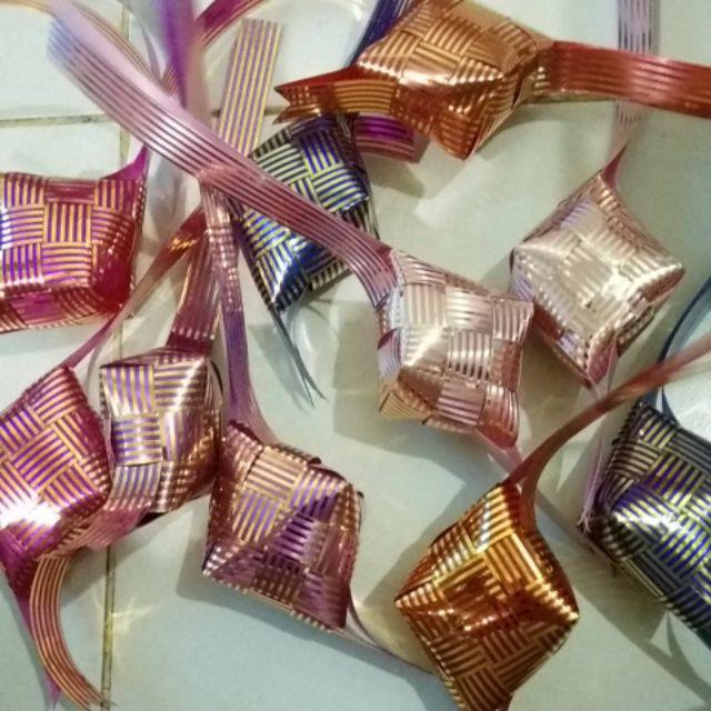 Ready Stock | 1 Pc | Ornament Hiasan Ketupat Lebaran Garis Emas