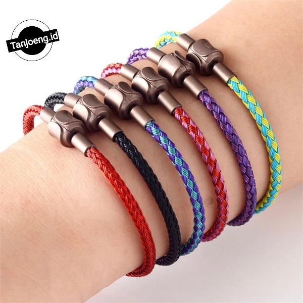 Gelang Tali Huruf Inisial Nama Couple Tali Kawat Pandora Anti Air Waterproof