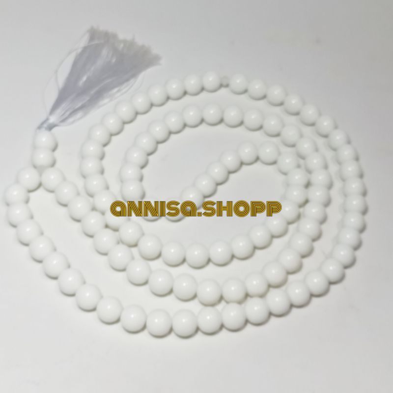 tasbih batu giok putih susu 12mm 99butir original