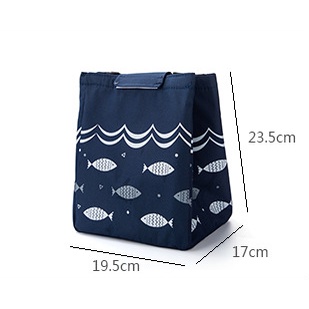 Tas Bekal Motif Ikan Tas Insulin Lunch Bag Kain Oxford Praktis