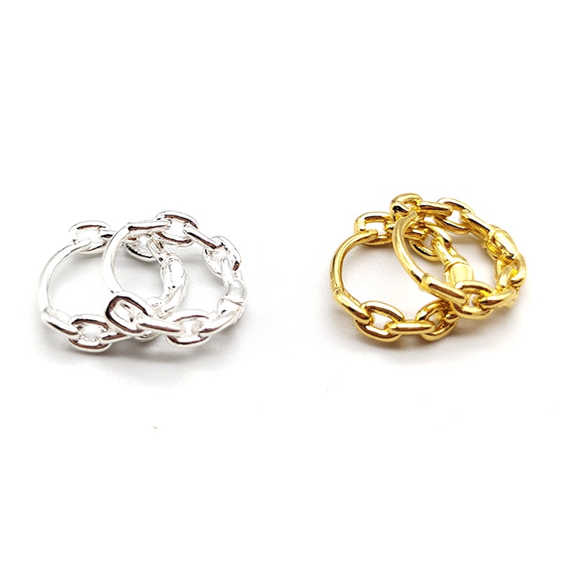 Magic789 Anting Tusuk Gantung Model Rantai Twist Geometri Bahan Metal Untuk Wanita