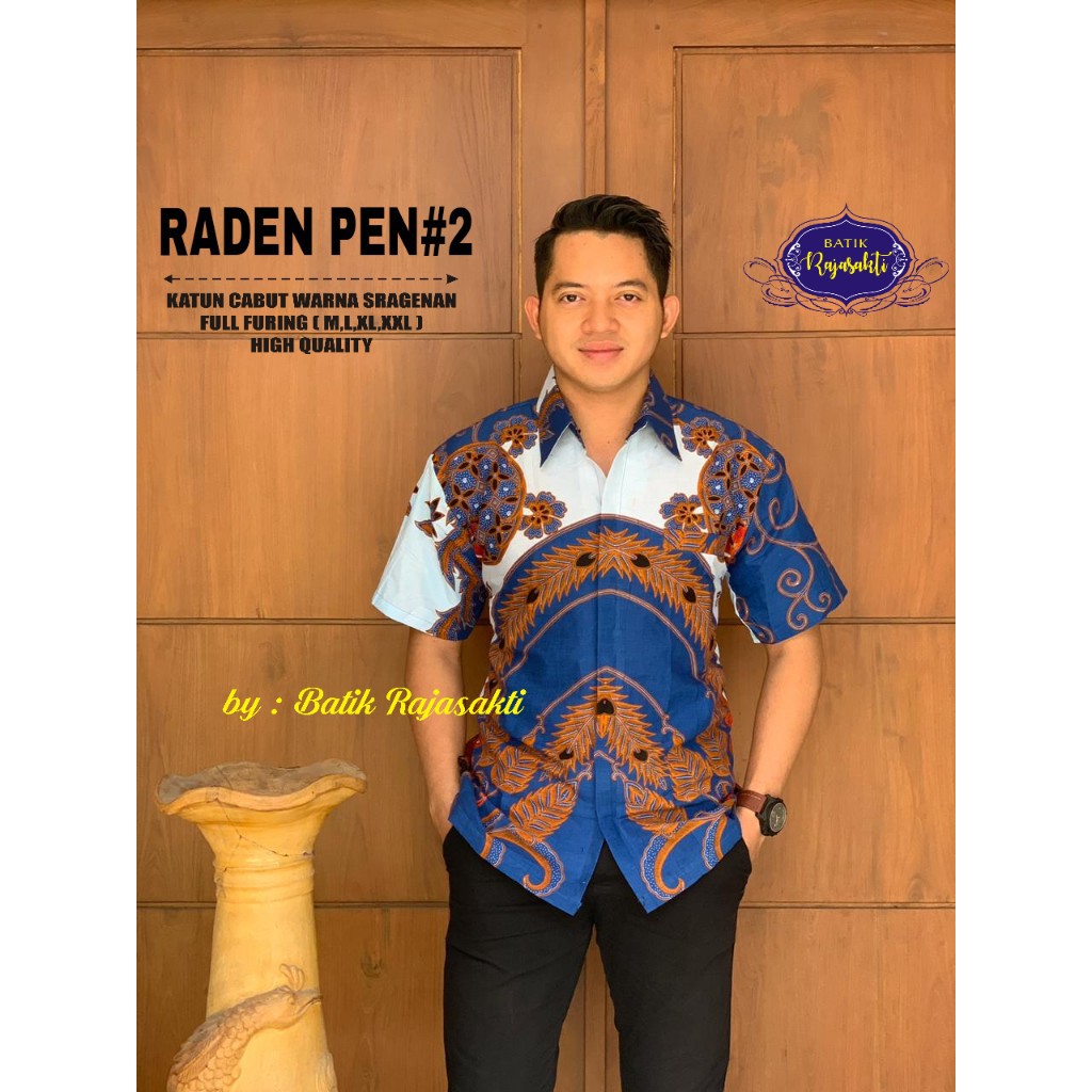 RADEN PEN 2 Kemeja Batik Pria Lengan Pendek Katun Halus FULL FURING Rajasakti