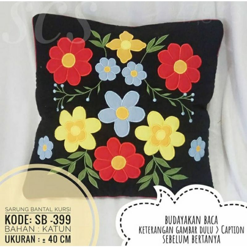 Sarung Bantal Sofa 40x40 cm Bordir Aplikasi Pillow Case Cushion Cover