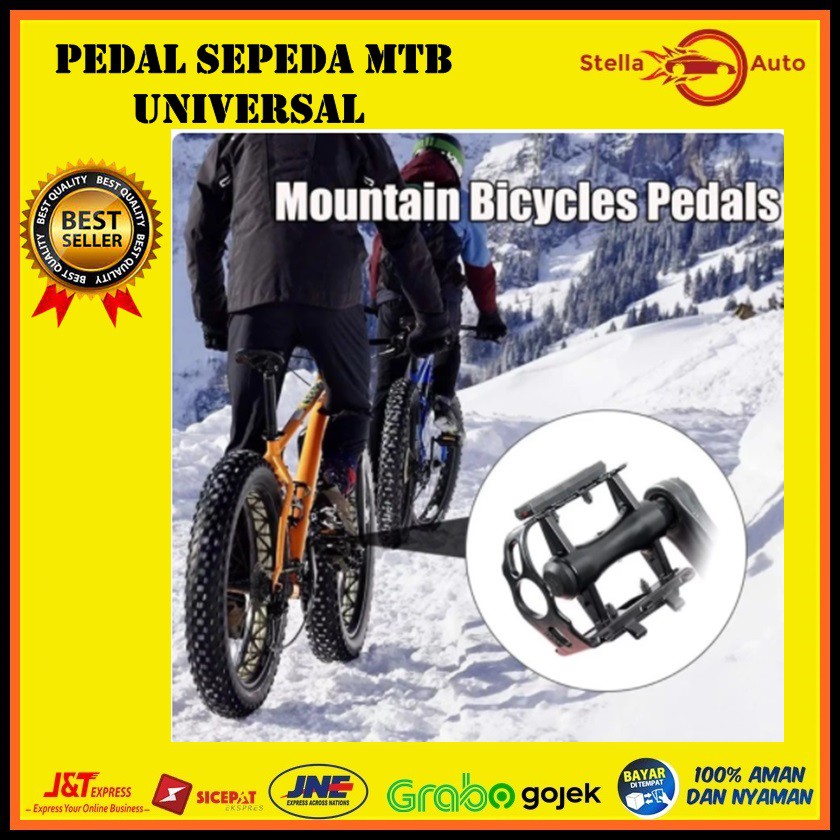 Pedal Sepeda MTB Universal Aluminium Anti Slip + Reflektor