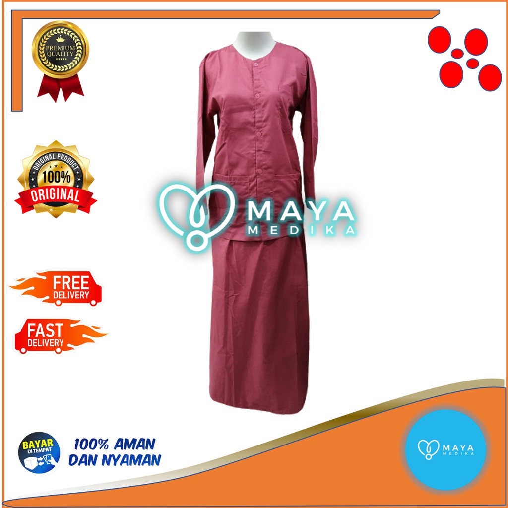 Baju OK / Pink / Lengan Panjang / Baju Kancing / Rok