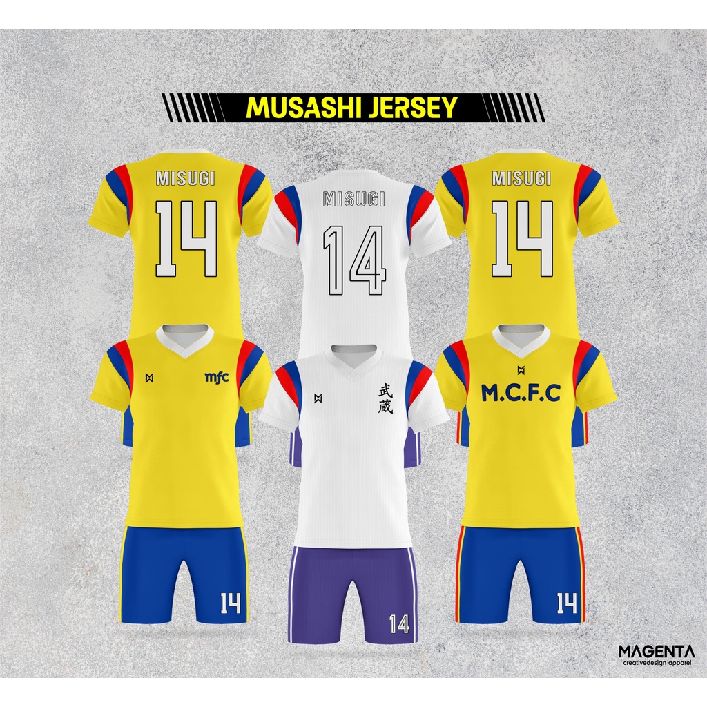 Jersey Futsal Tim MUSASHI Captain Tsubasa Full Printing / Setelan Futsal / Baju Bola