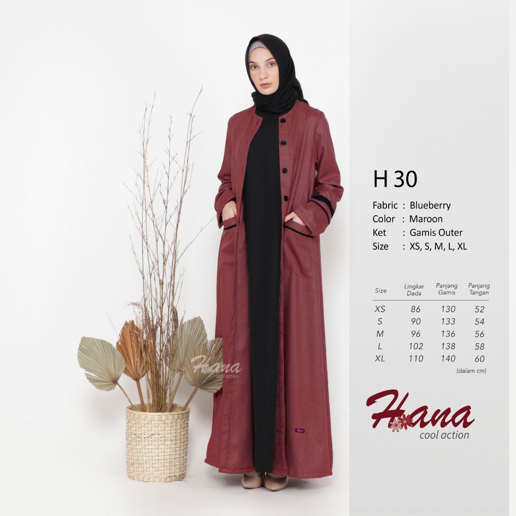 ENDOMODA HANA H30 GAMIS OUTER MUSLIMAH BAHAN BLUEBERRY
