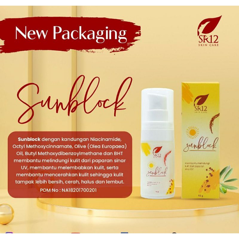 SUNBLOCK SR12 BPOM / PELIUNDUNG SINAR UV A &amp; B SPF 30++ / PELEMBAB DAN PENCERAH WAJAH