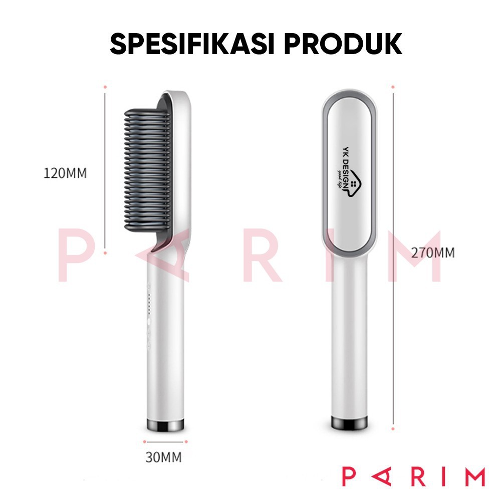 Catok Sisir Pelurus Rambut Hair Straightener Curler 2 in 1 catokan sisir listrik YK DESIGN YK-1621