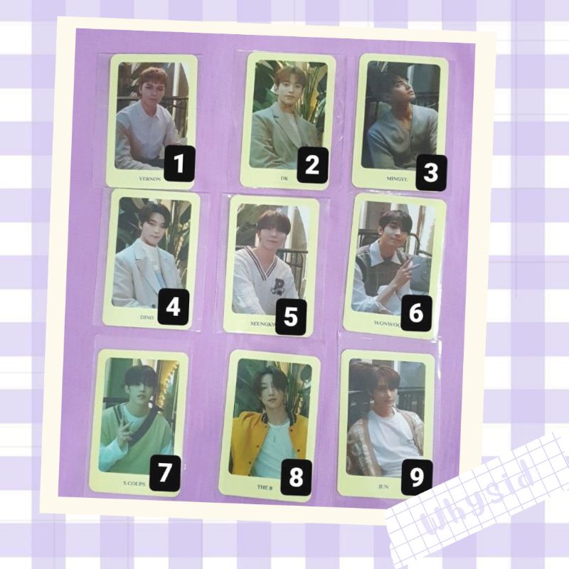 PHOTOCARD ODE TO YOU OFF THE RECORD OTY OTR MINGYU WONWOO SCOUPS JUN DK SEUNGKWAN THE8 DINO