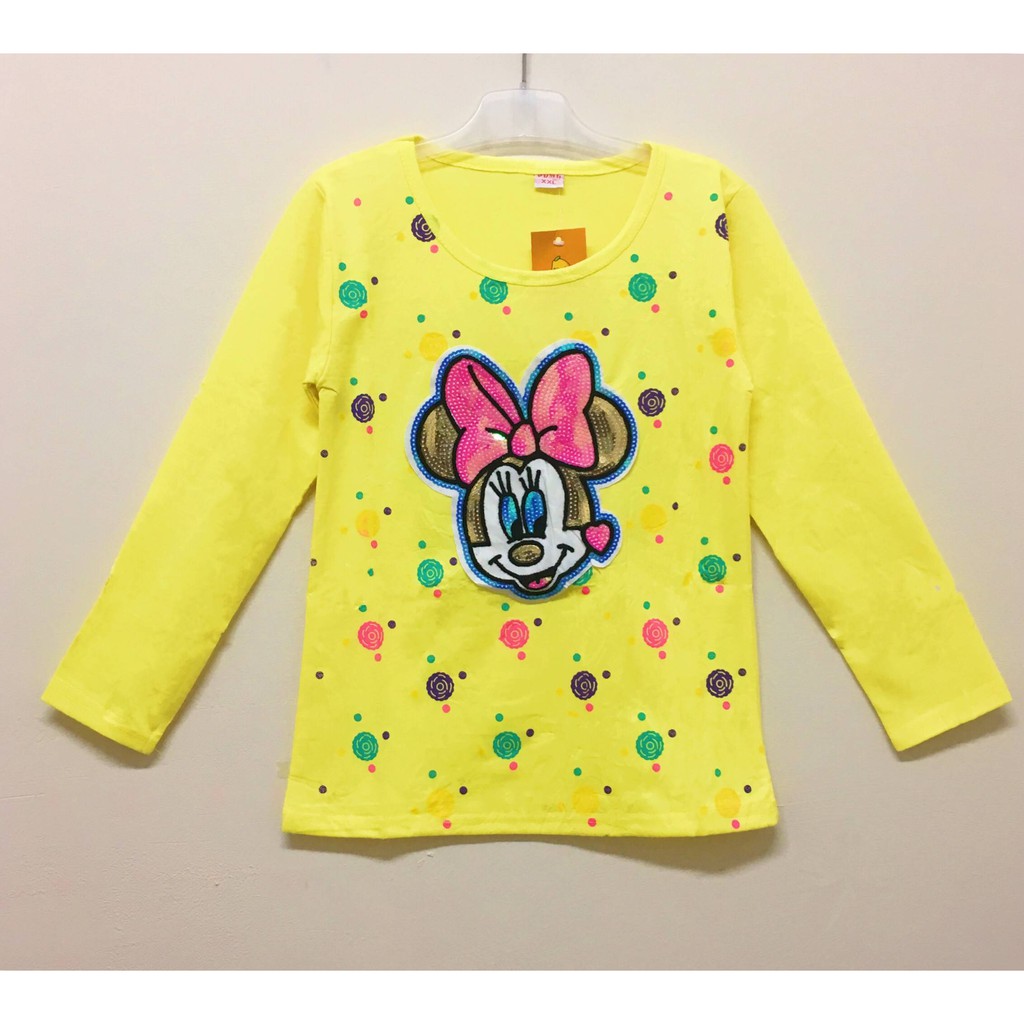 Baju kaos  anak  kecil lengan  panjang  impor minnie mouse 