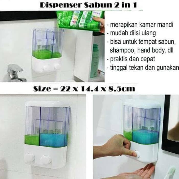 Dispenser Double / Dispenser 2 Tabung / V-Com Dispenser Sabun