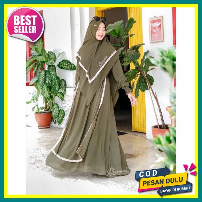 Gamis Wanita Terlaris Polos Kekinian Casual Elegan Syar'I U3K9 Brukat Viscose Korean Style Simple 20