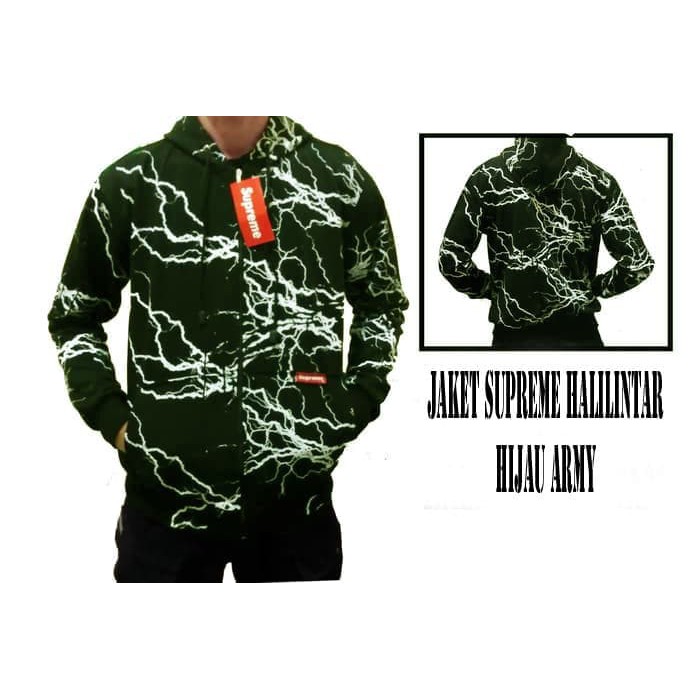 HOT PROMO Jaket Distro SUPREME HALILINTAR GREEN ARMY - Hoodie Pria dan Wanita