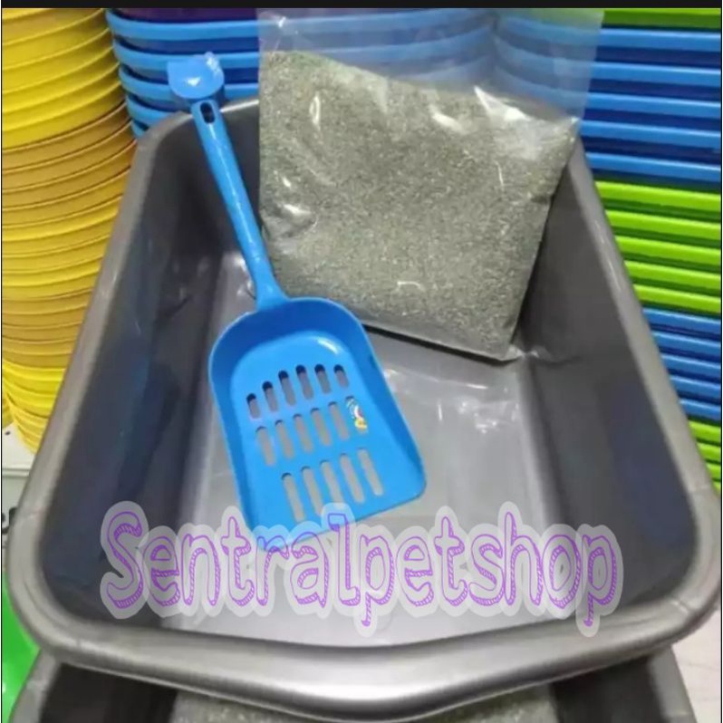 Paket Anabul 1Set Litter Box + Sekop + Pasir 1Kg Toilet Kucing