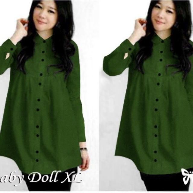 Kemeja fashion wanita - Babydoll XL-Hijau