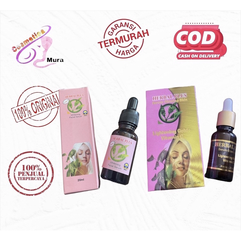 [bpom] herbal plus serum glowing skin 20 ml - herbal plus serum lightening gold + vit c serum 20 ml - herbal plus serum kaca import