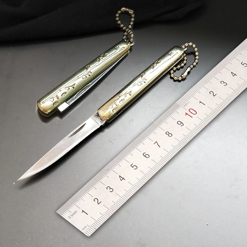 Free shipping Copper handle bamboo pattern Portable Mini Pocket Knife Tactical Folding Knife