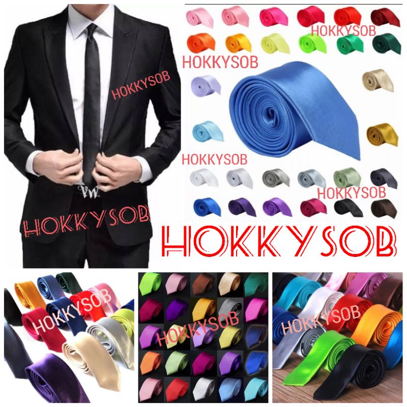 Dasi panjang polos slim IMPORT 2inch 5cm navy elektrik gold mocca champange orange kuning ungu baby pink peach maron merah cerah slimfit