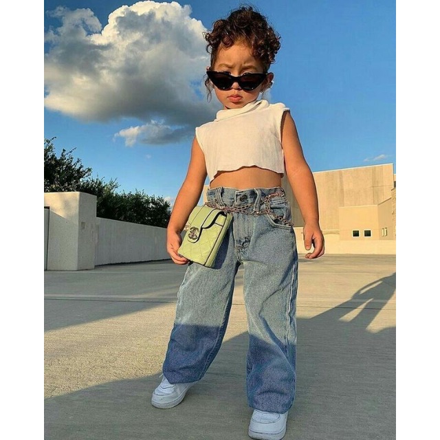 Celana Jeans Kancing High Waist Anak Perempuan 1-6 Tahun / Celana Panjang Joger Jeans Hight Waist Anak Perempuan