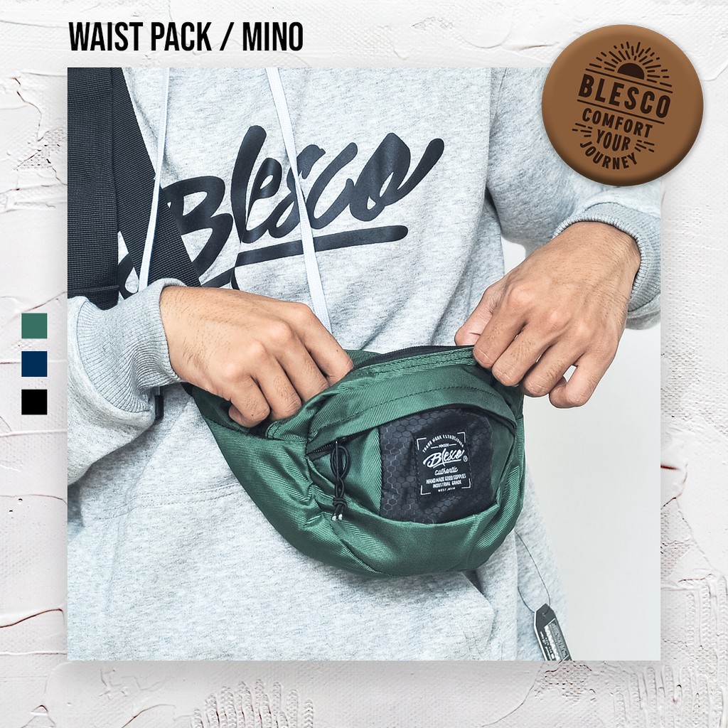 Tas Bahu Pria Warna Hijau - Blesco Mino Waist Bag Mini Simpel Trendi