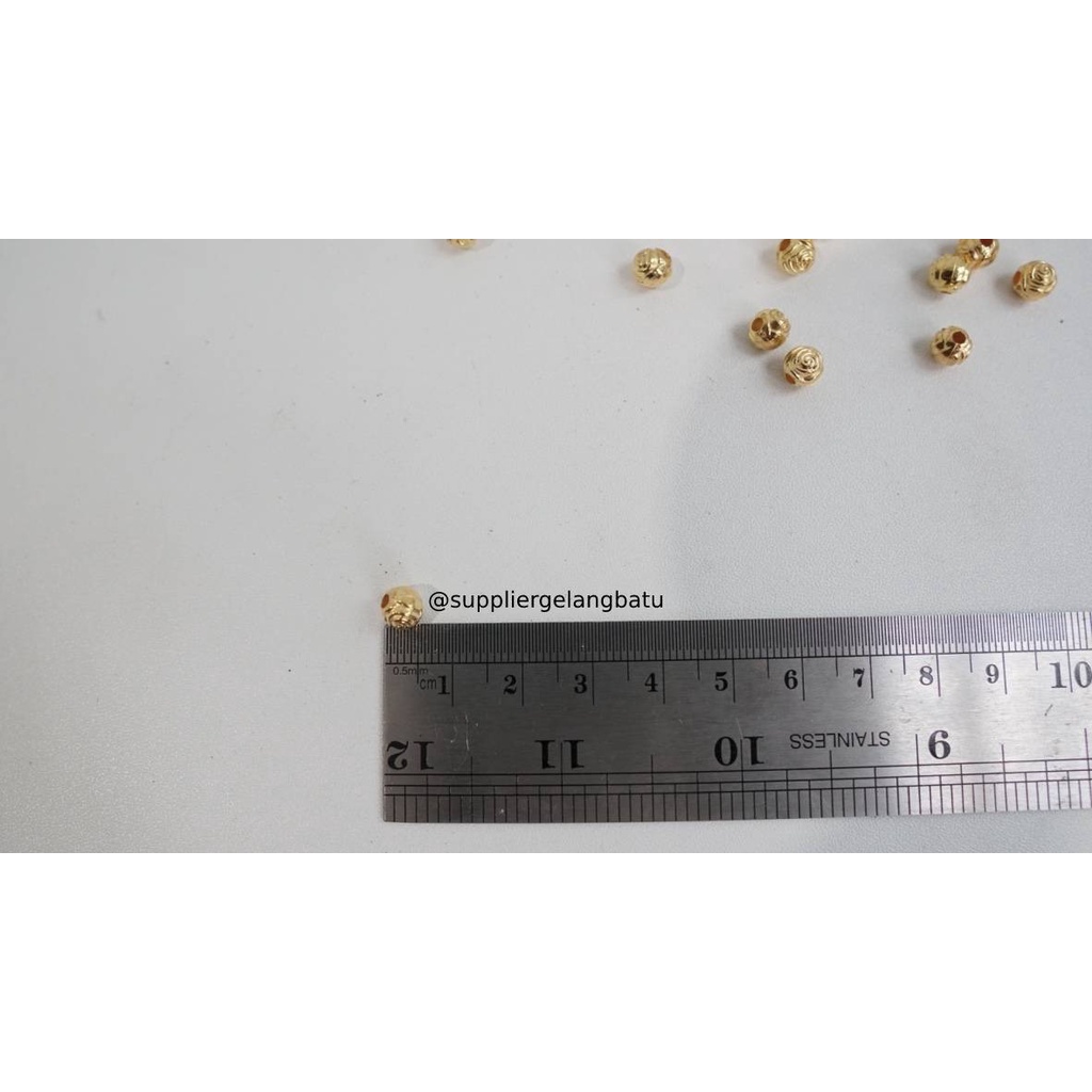 Aksesoris spacer BUNGA BULAT 6mm GOLD pembatas aksesoris gelang kalung