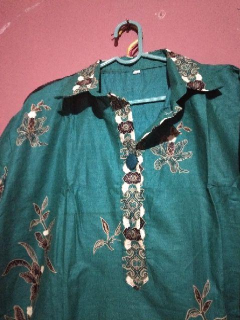 Batik Tunik Shibori Jumputan Terbaru Size S-3l / Hrb026 Yelbor Navbor / Biru Putih / Original..