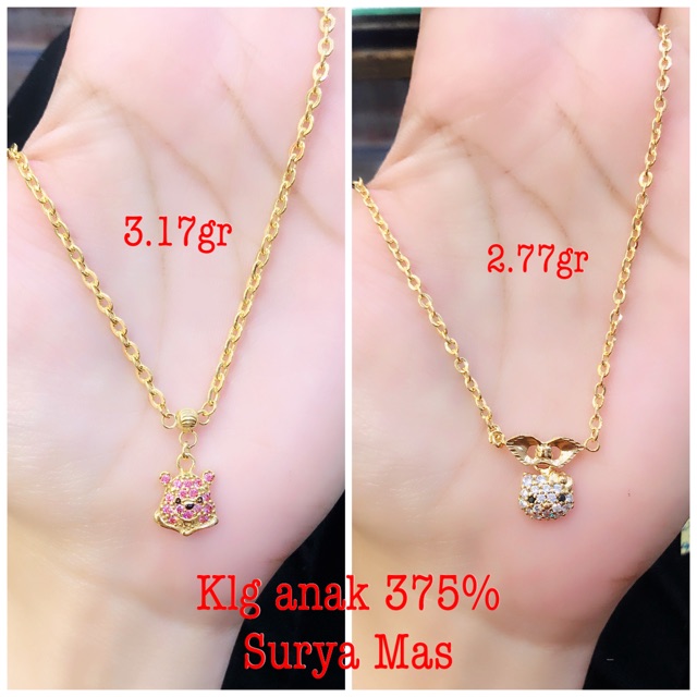 Kalung anak buah emas 375%