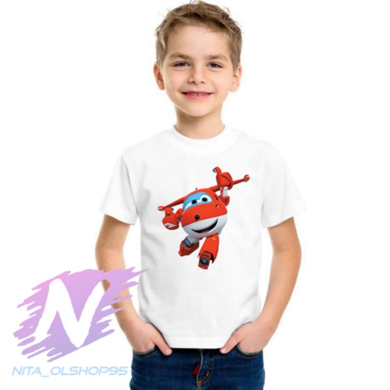 baju kaos anak superwings merah series tv pesawat