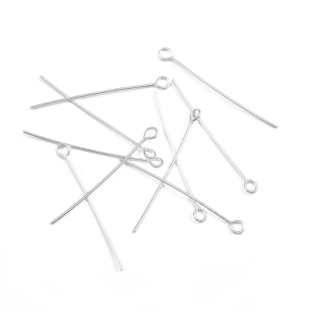 10pcs Pin Eye Headpins 925 Sterling Silver 15 20 25 30 35 40 50mm Untuk Membuat Perhiasan Diy