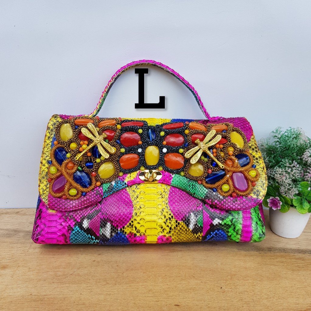 Tas Kulit Ular Chelsea Model Amplop Khas Lampung