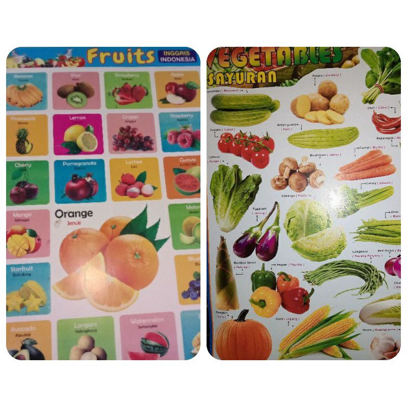 Poster Edukasi Anak/Poster Belajar Mengenal Sayur Dan Buah