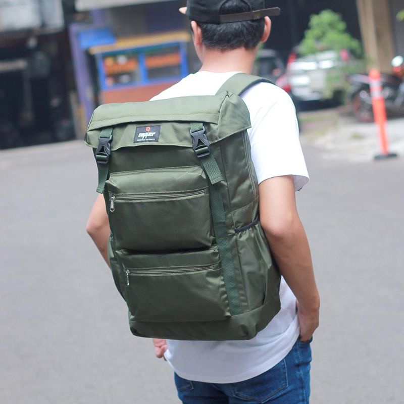 AUTHENTIC Tas Ransel Pria Cowok Besar Semi Carier 40 L Punggung Pria Kuliah Kerja Hiking Gunung Travel Bag Backpack Outdor