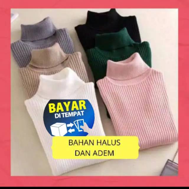 Swaeter wanita rajut kaos sweater cewek ribbed turtle Swaeter wanita rajut kaos sweater cewek ribbed turtle