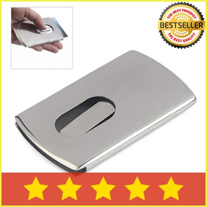 

BestSeller Tempat Kartu Nama / Card Holder Kotak Kartu Nama Unik Bahan Stainless Steel Warna Silver