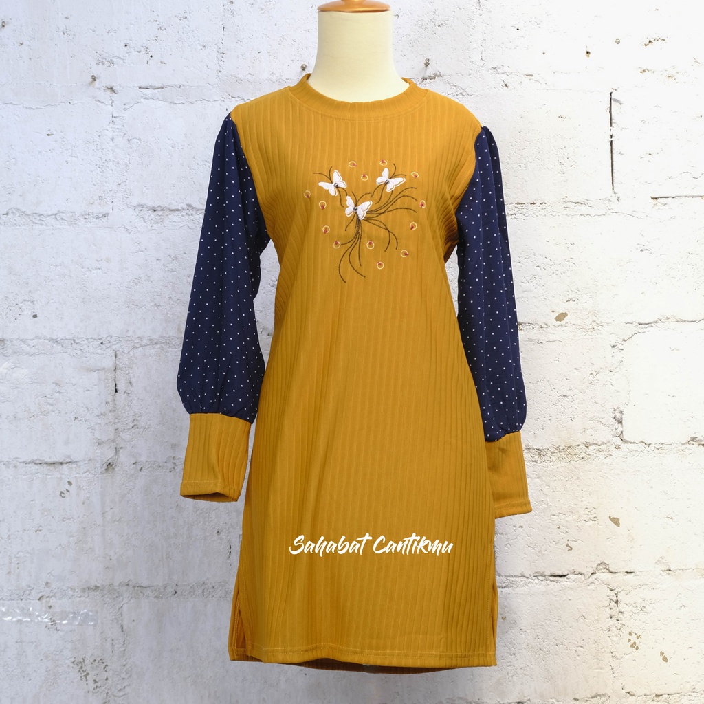 Long Tunik Rajut Aplikasi Bordir Original By Lavino
