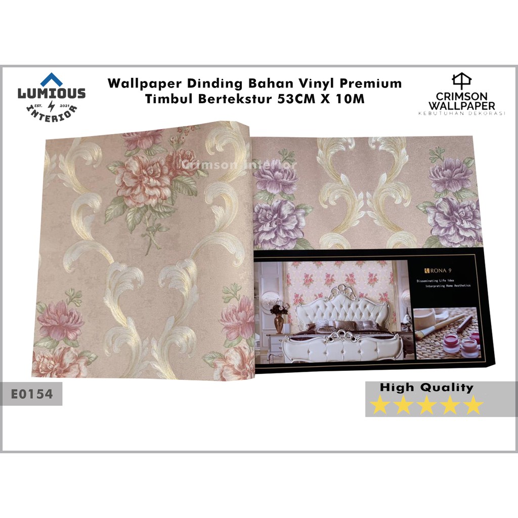 WALLPAPER DINDING BUNGA MEWAH PREMIUM VINYL TIMBUL RONA