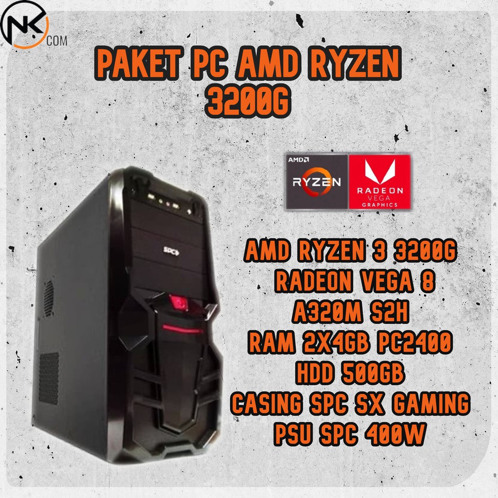 paket pc gaming amd ryzen 3 3200g - radeon vega 8