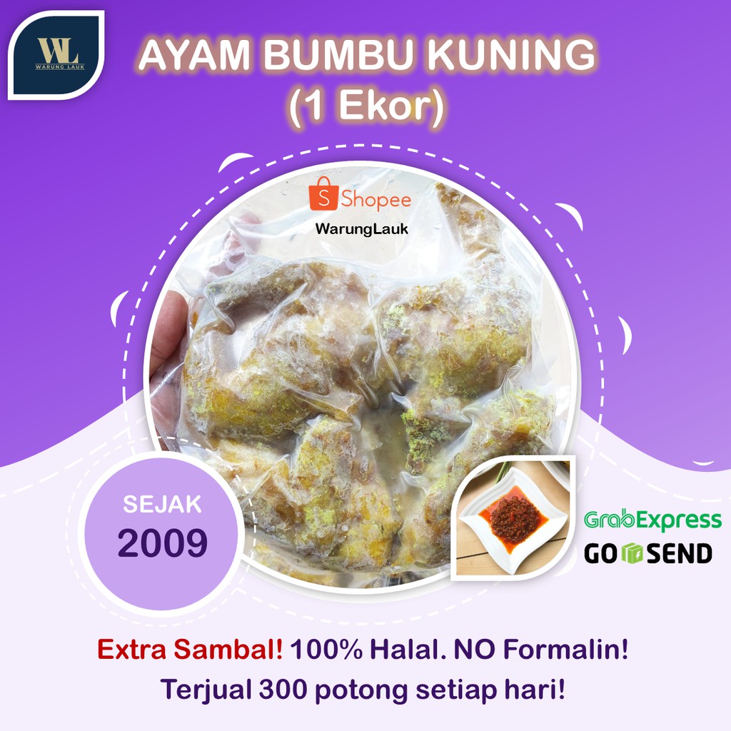 

AYAM BUMBU KUNING 1 EKOR FROZEN SIAP GORENG RASA GURIH + EXTRA SAMBAL