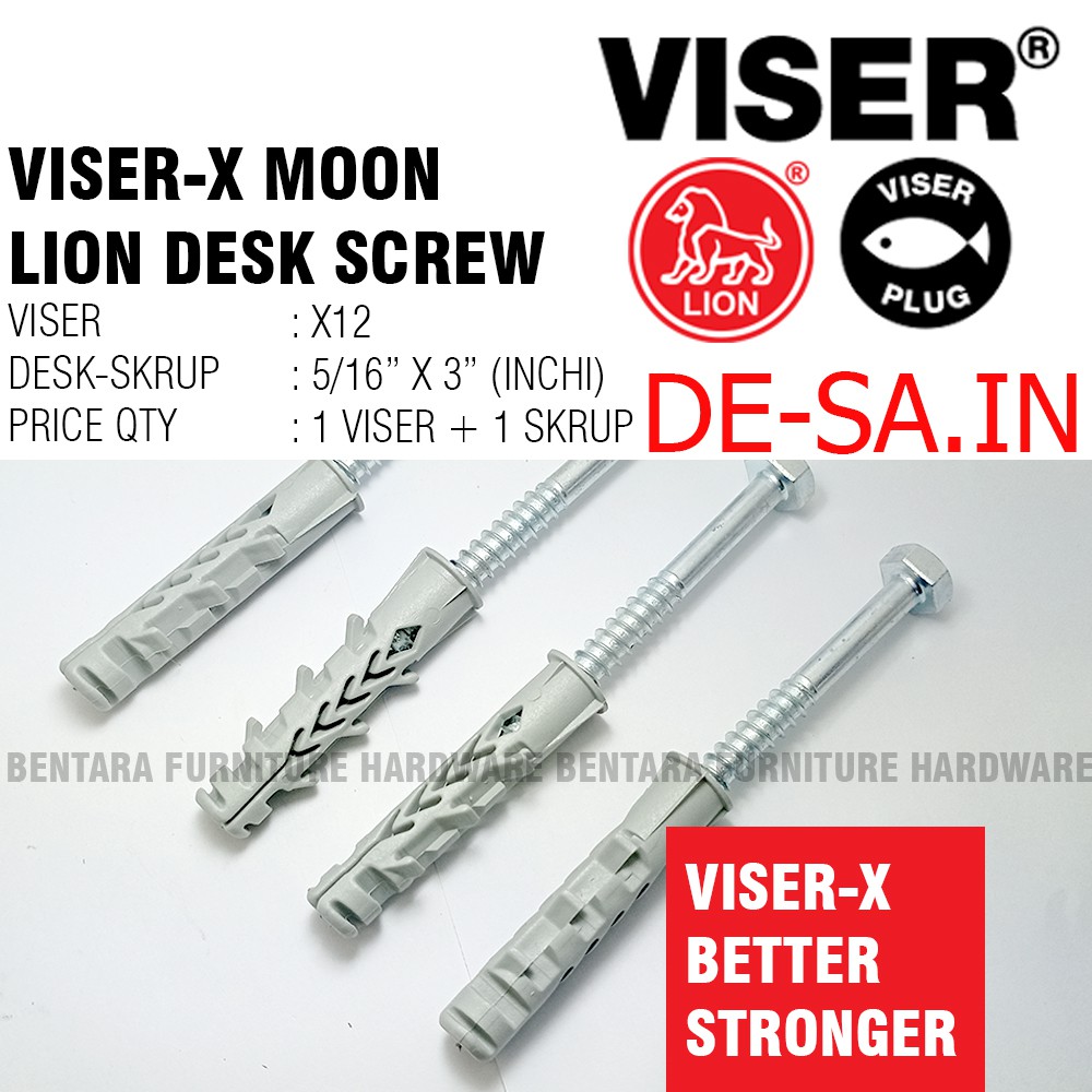 VISER X-12 + MOONLION DESK SKRUP 5/16&quot; X 3&quot; (INCHI) - LAG SCREW DESK SCREW SEKRUP / X12