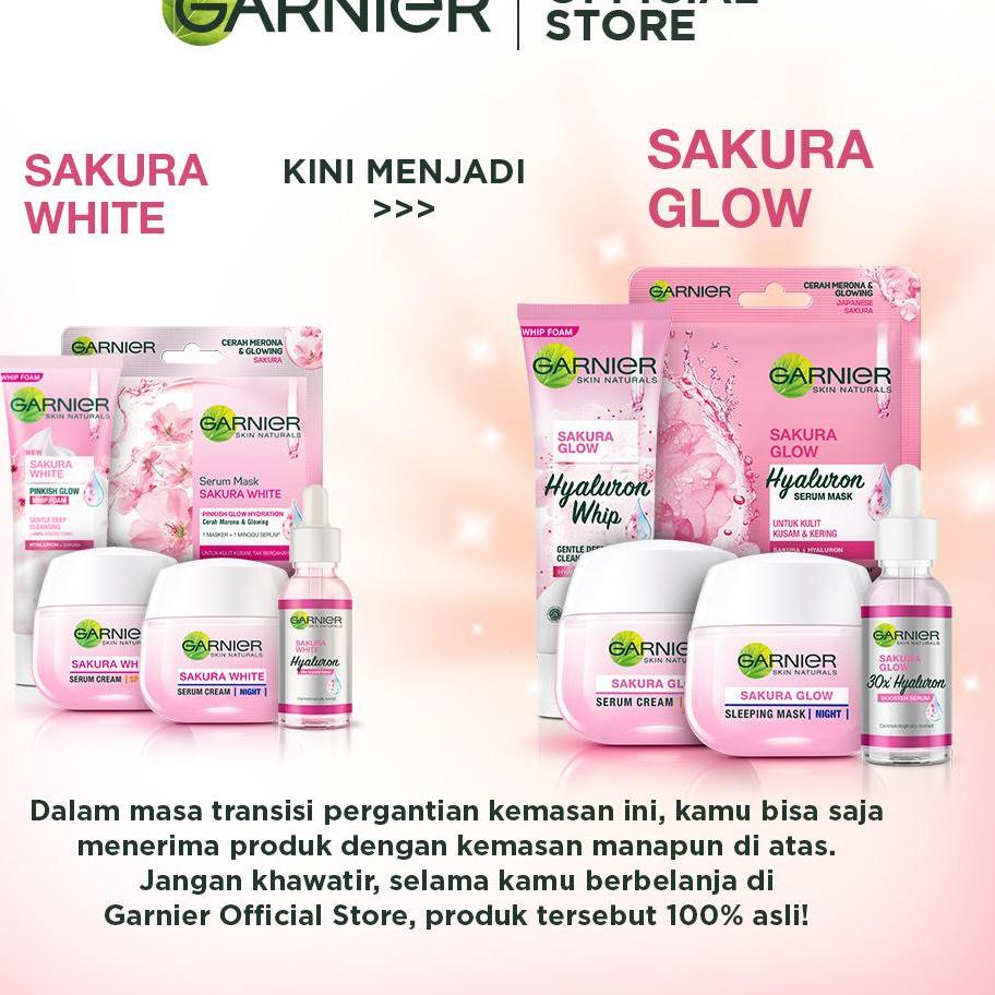 ❉ Garnier Sakura Glow Kit Day &amp; Night Cream - Moisturizer Skincare Krim Siang Malam (Light complete) ♚